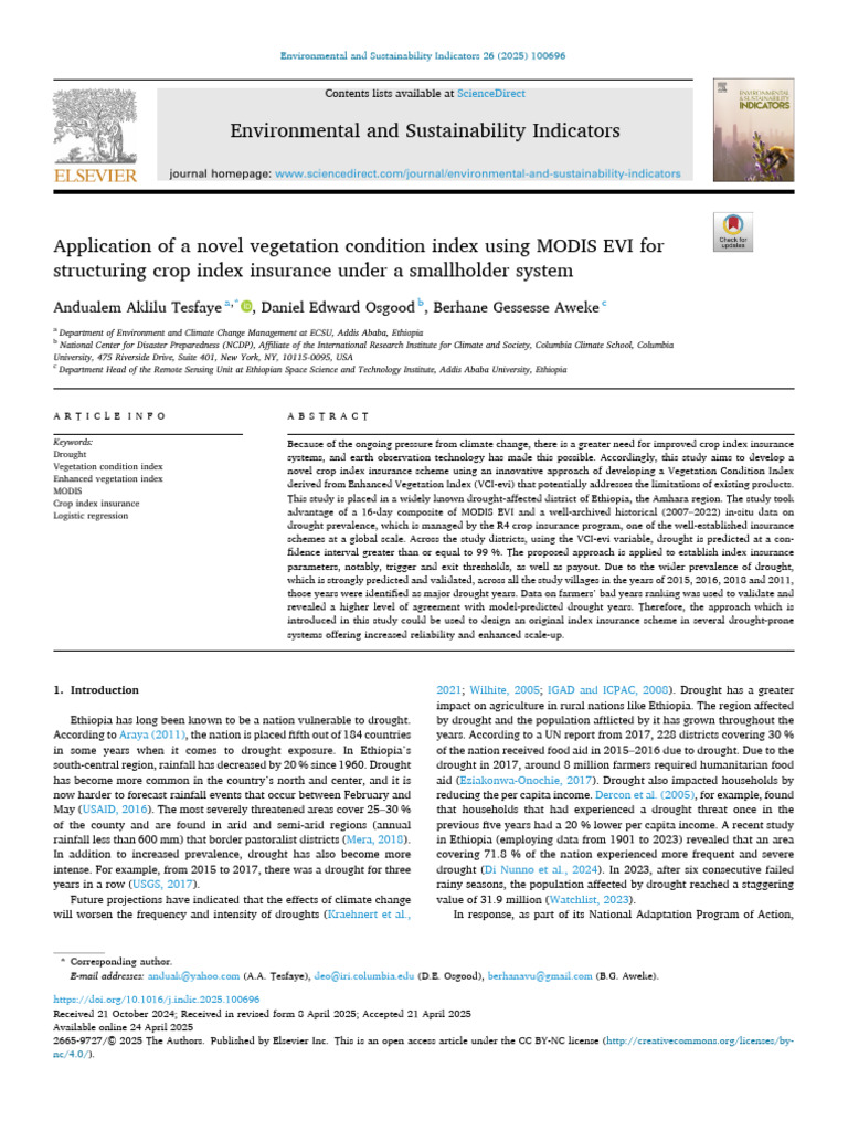 Application of A Novel Vegetation Condition Index Using MODIS EVI For ...