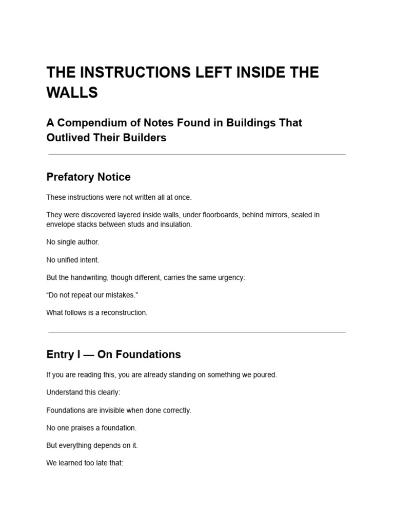 The Instructions Left Inside The Walls | PDF
