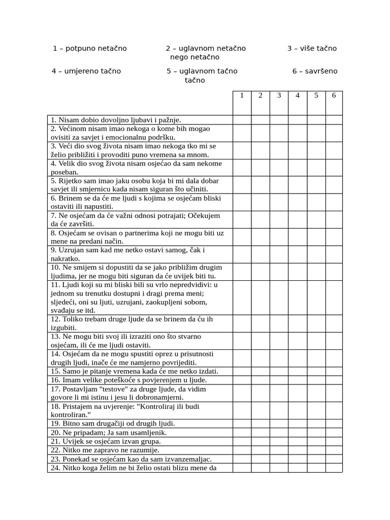 YSQ - R Update Test | PDF