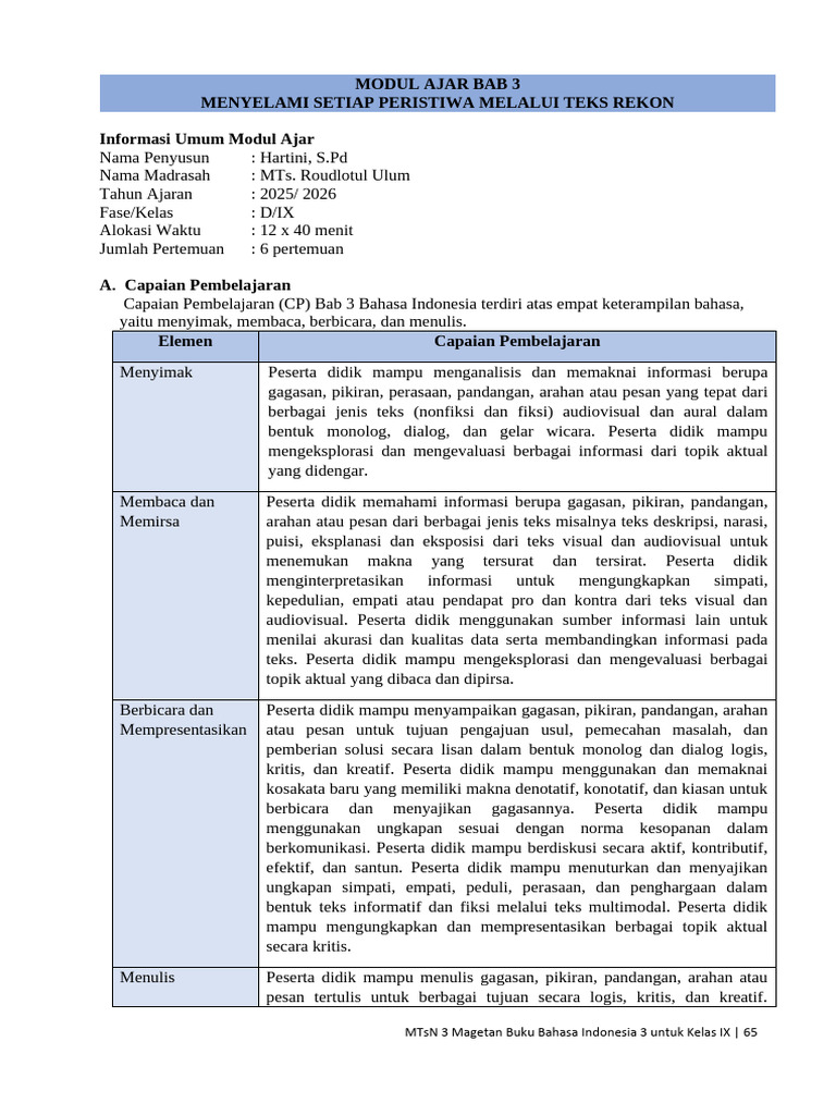 Modul Ajar Bab 3 | PDF
