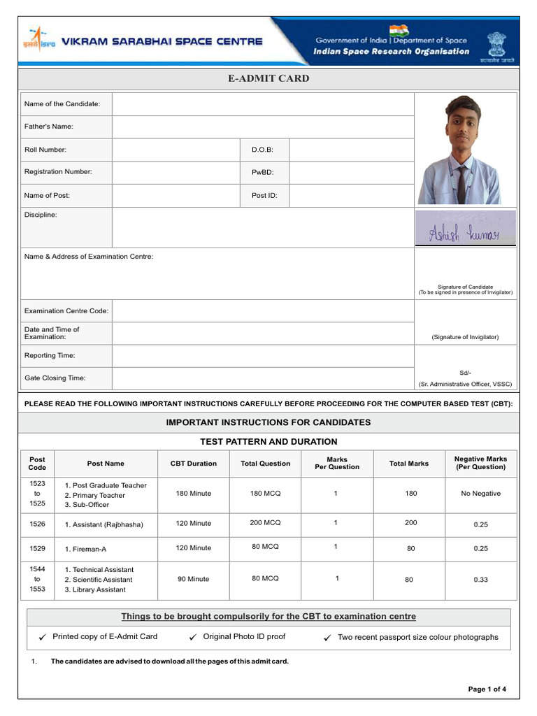 Admit Card | PDF | Identity Document