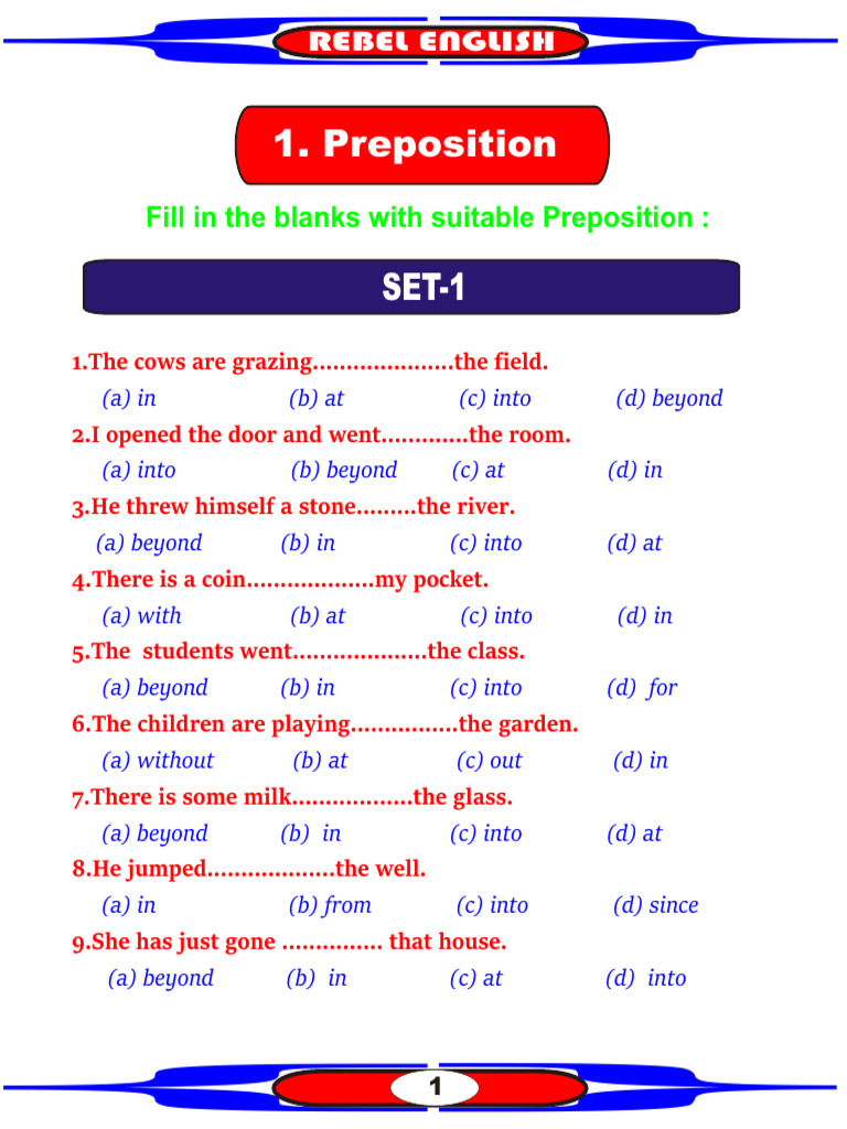 Set Practice - Use of Preposition-2026 | PDF