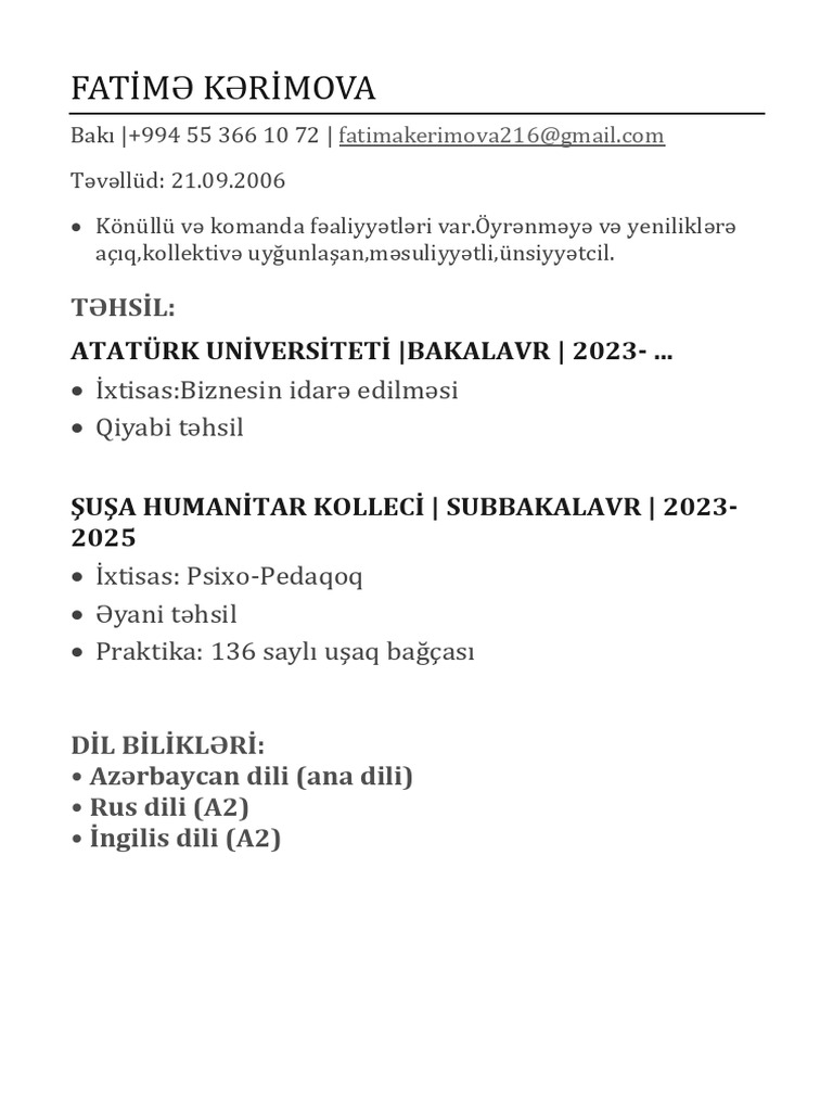 Fatima CV | PDF