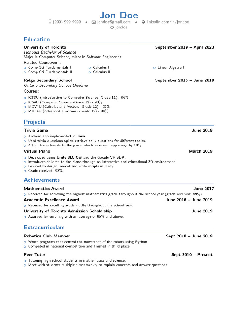 First Year Resume Template For Cs | PDF | Computer Science | Mathematics