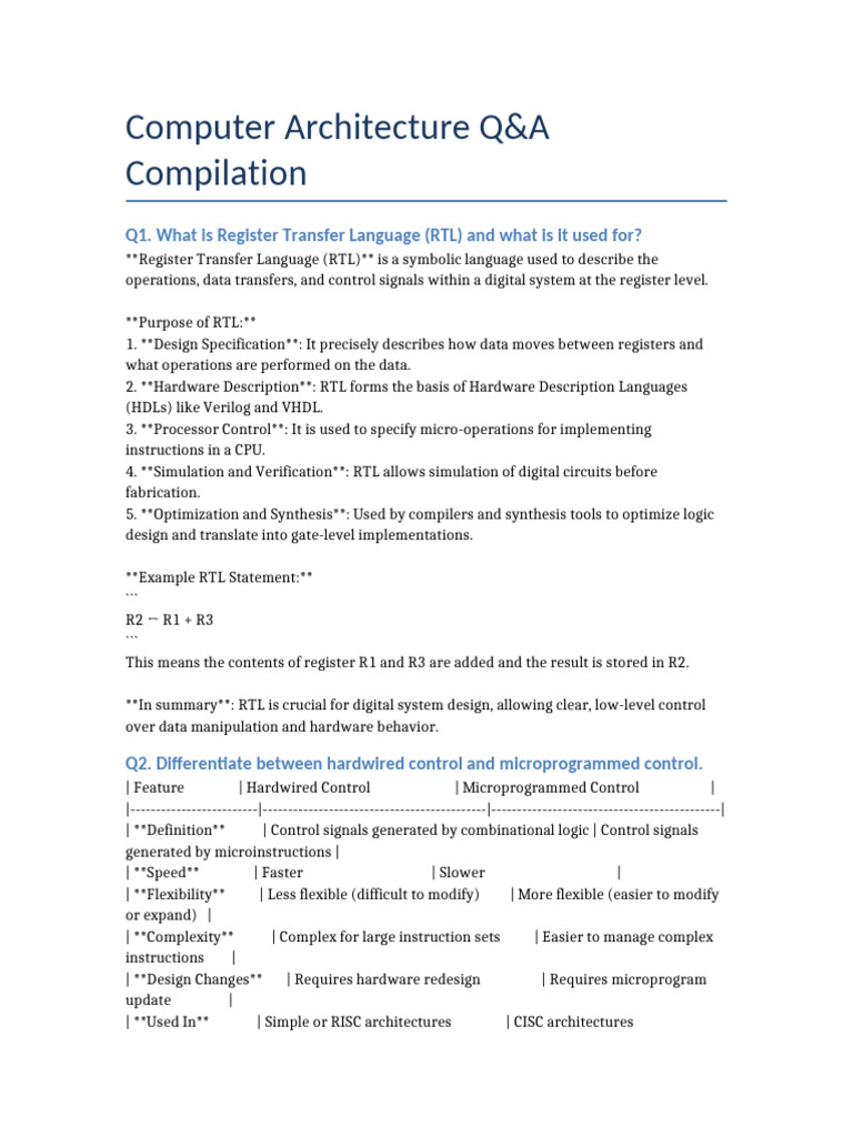 Computer Architecture QA Compilation | PDF | Cpu Cache | Computer Data ...