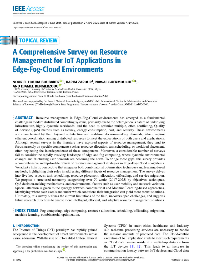 A Comprehensive Survey On Resource Management For IoT Applications in ...