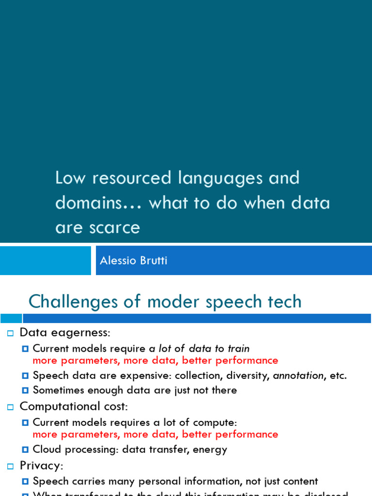 16 - Current Challenges & Low Resourced Languages | PDF | Speech ...