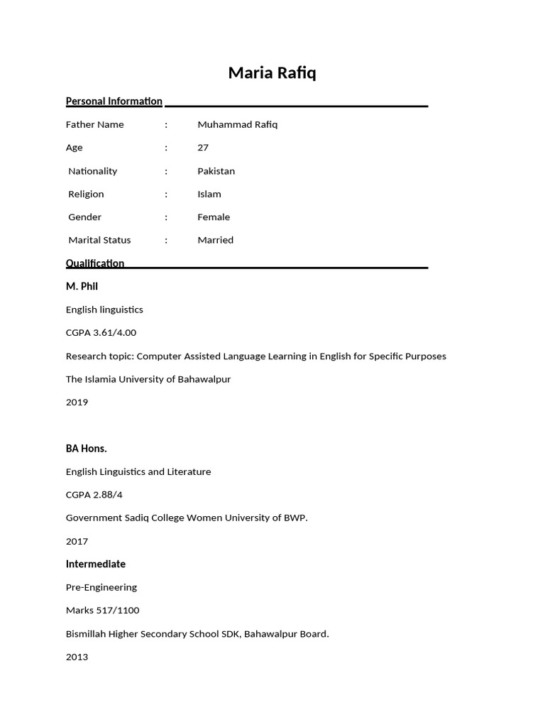 Maria CV | PDF