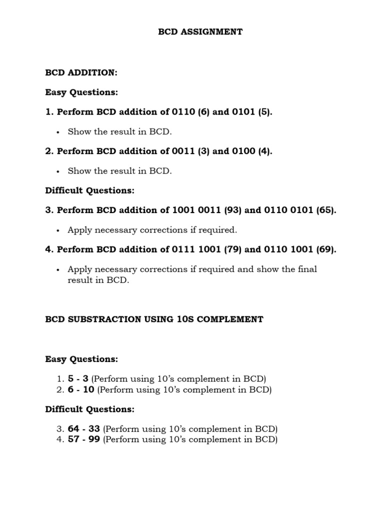 BCD Assignment | PDF