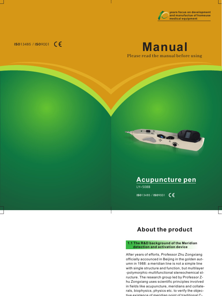 Manual Eletronic Acupunture Pen LY 508B | PDF | Acupuncture | Meridian ...