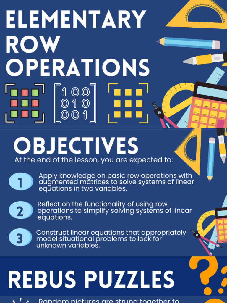 Elementary Row Operations | PDF | Equations | System Of Linear Equations