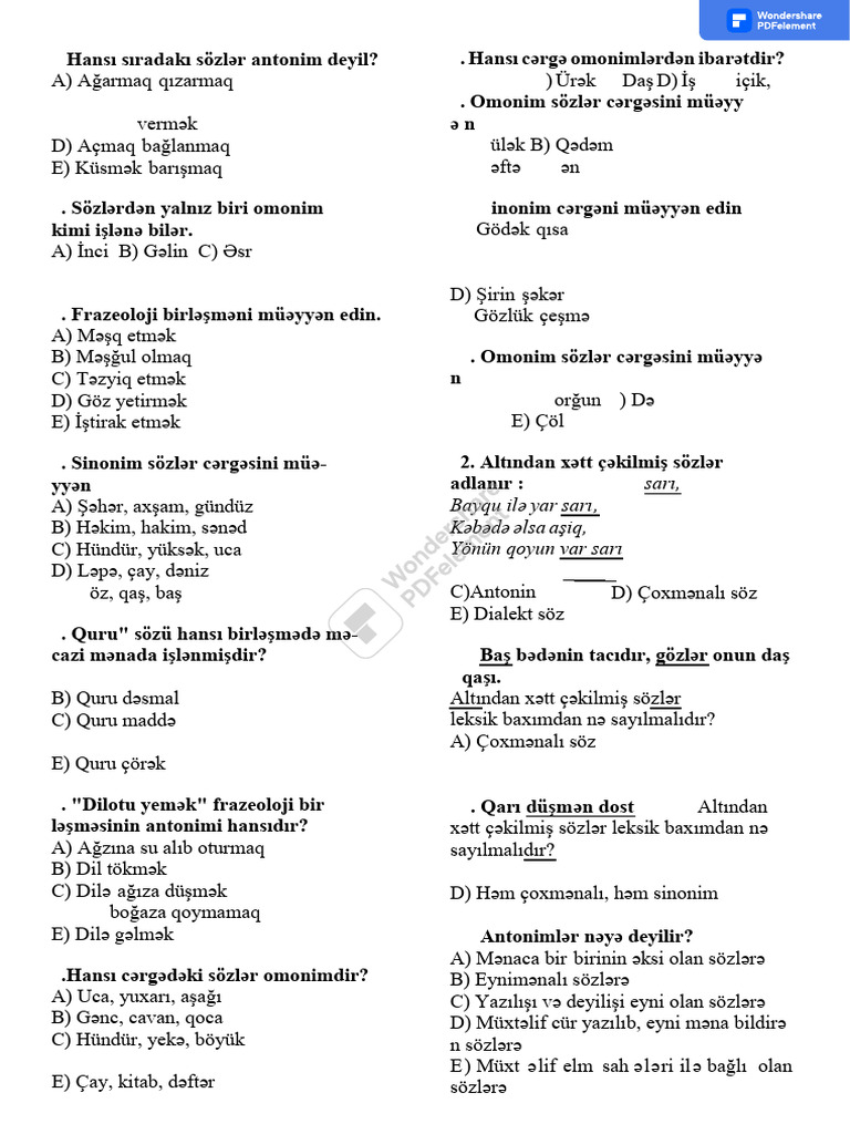 5 Sinif Test | PDF