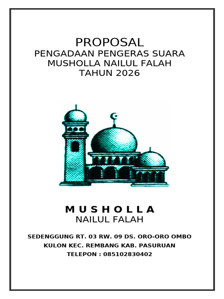 Proposal Musholla Nilul Falah Rombo (Pak Rohman) | PDF