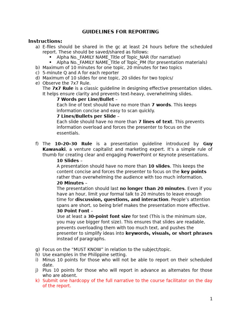 Guidelines For Reporting | PDF | Citation | Paragraph