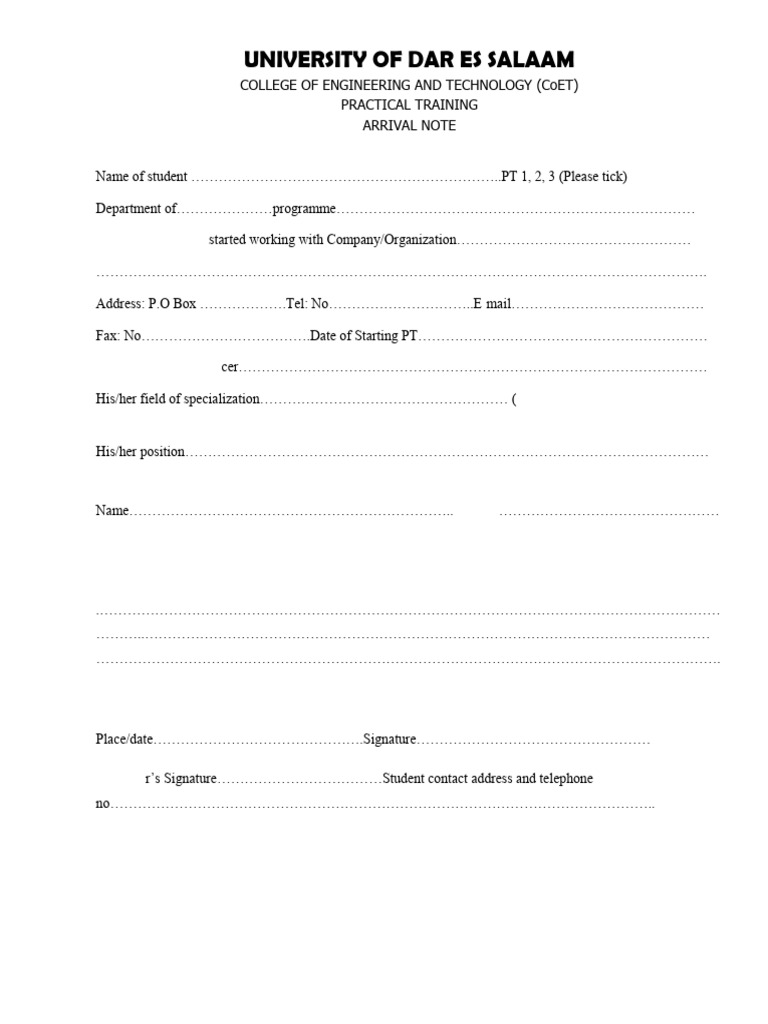 Arrival Note | PDF