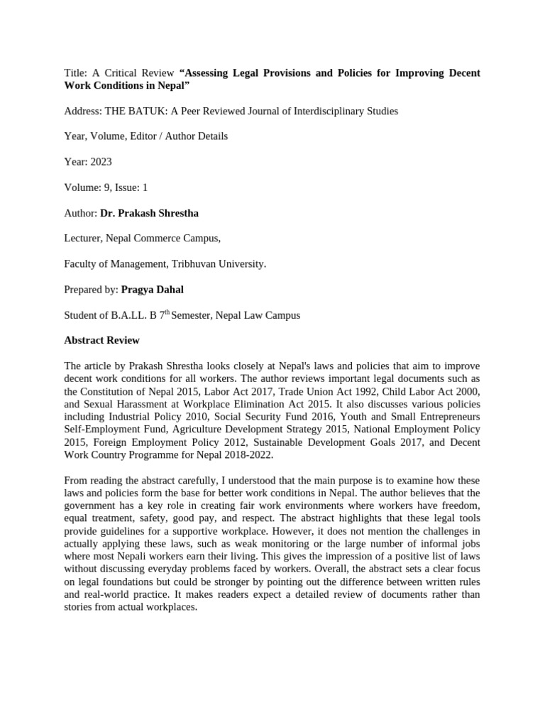 Labor Law Article Review | PDF | Employment | Labour Economics