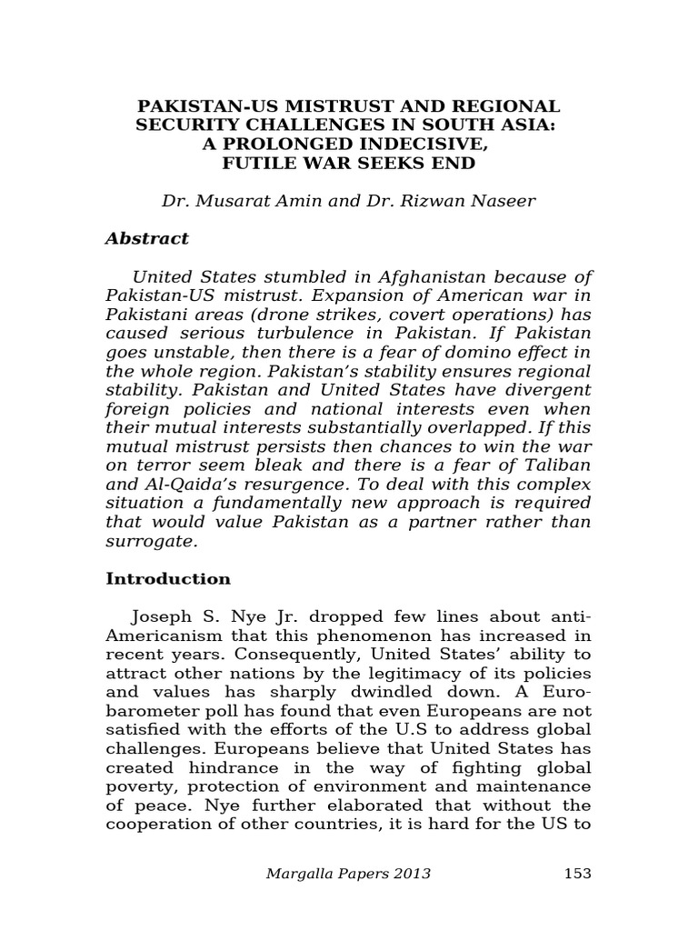07 Pakistan-US Mistrust (DR Musarrat Amin) | PDF | Afghanistan | Hamid ...