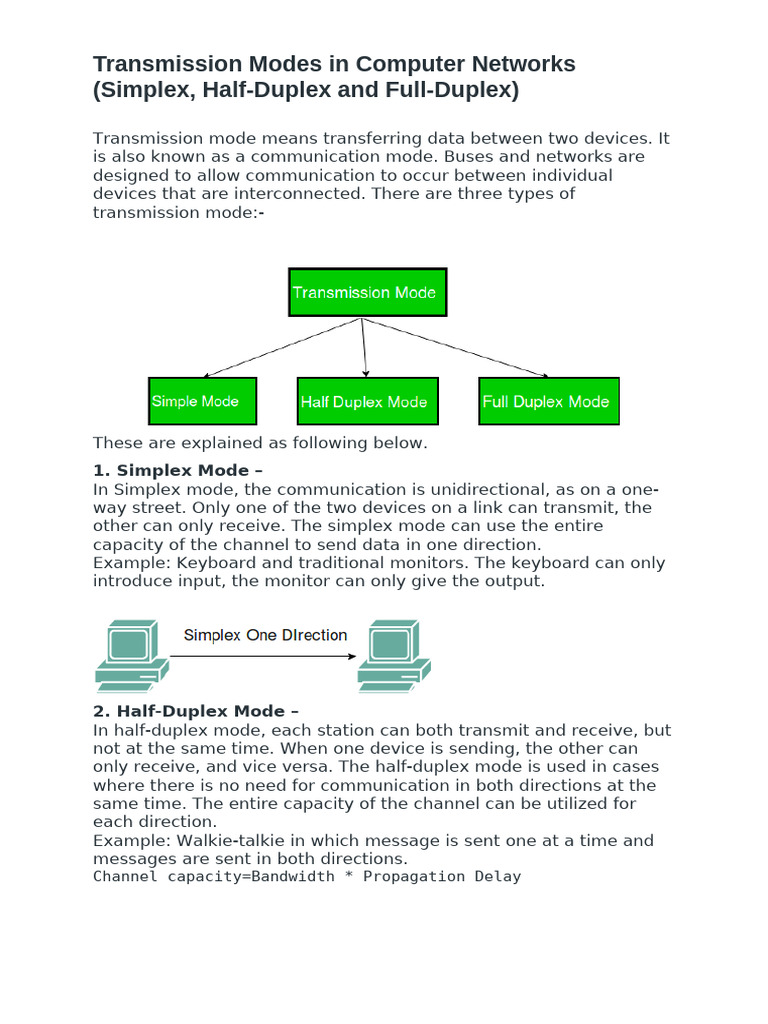 Simplex, Half Duplex and Full Duplex | PDF