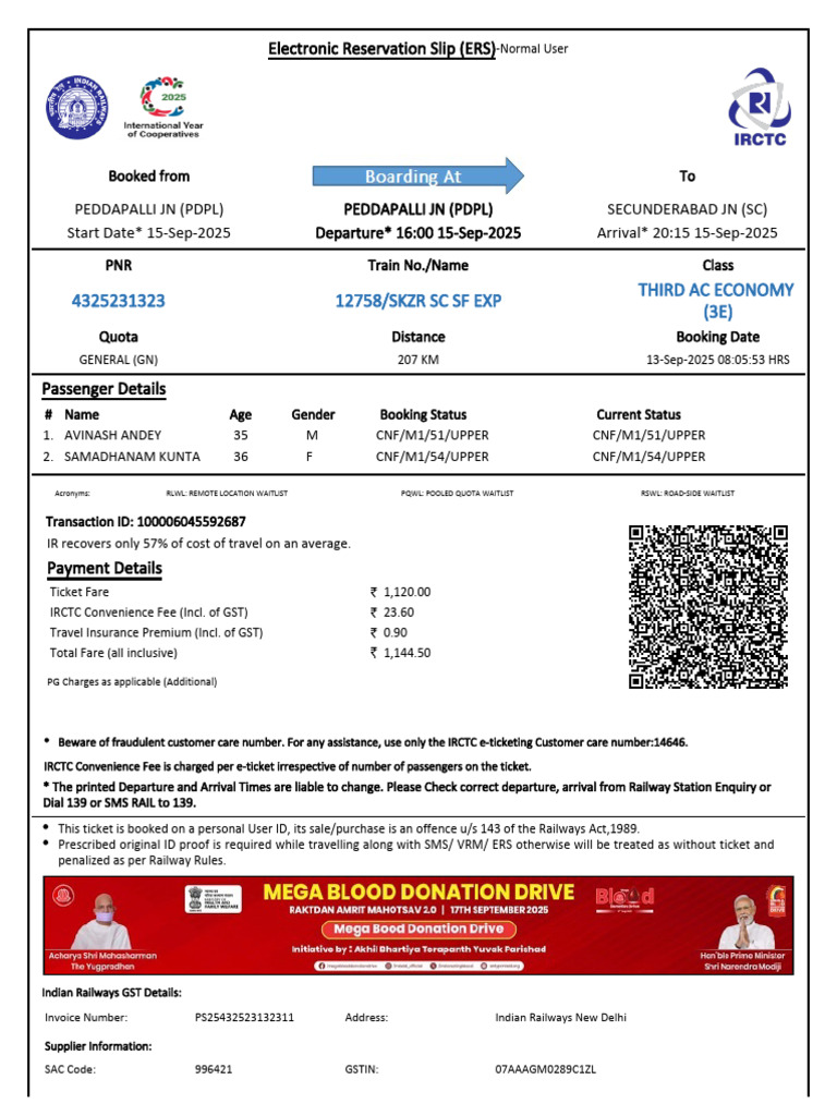 12758/Skzr SC SF Exp Third Ac Economy (3E) | PDF | Identity Document ...