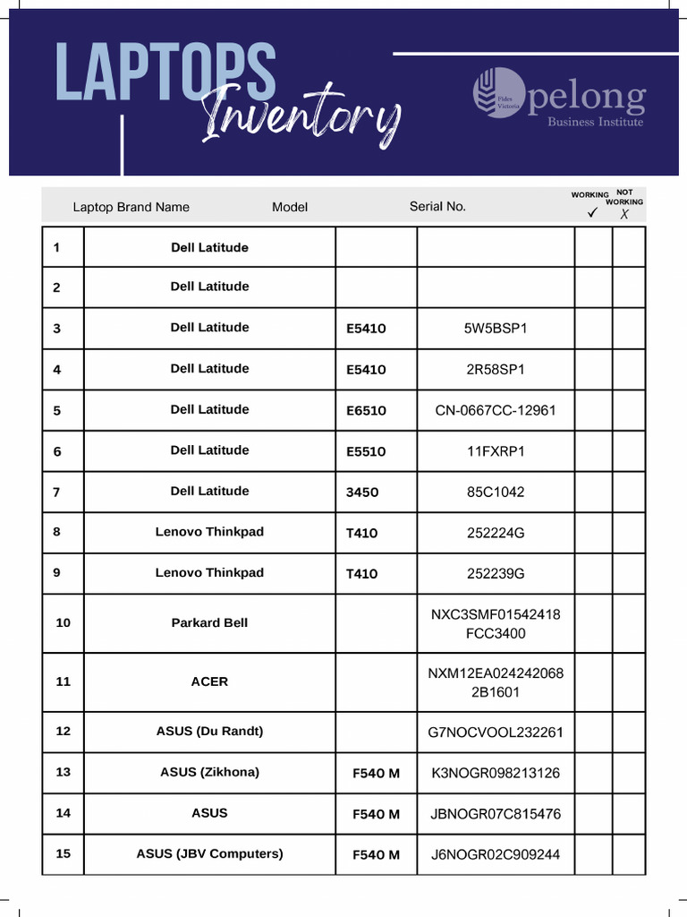 Opelong Laptop Inventory Tracker (Updated) | PDF