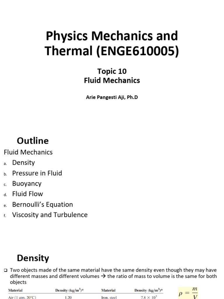 Week 11 Fluid Mechanics | PDF | Fluid Dynamics | Pressure