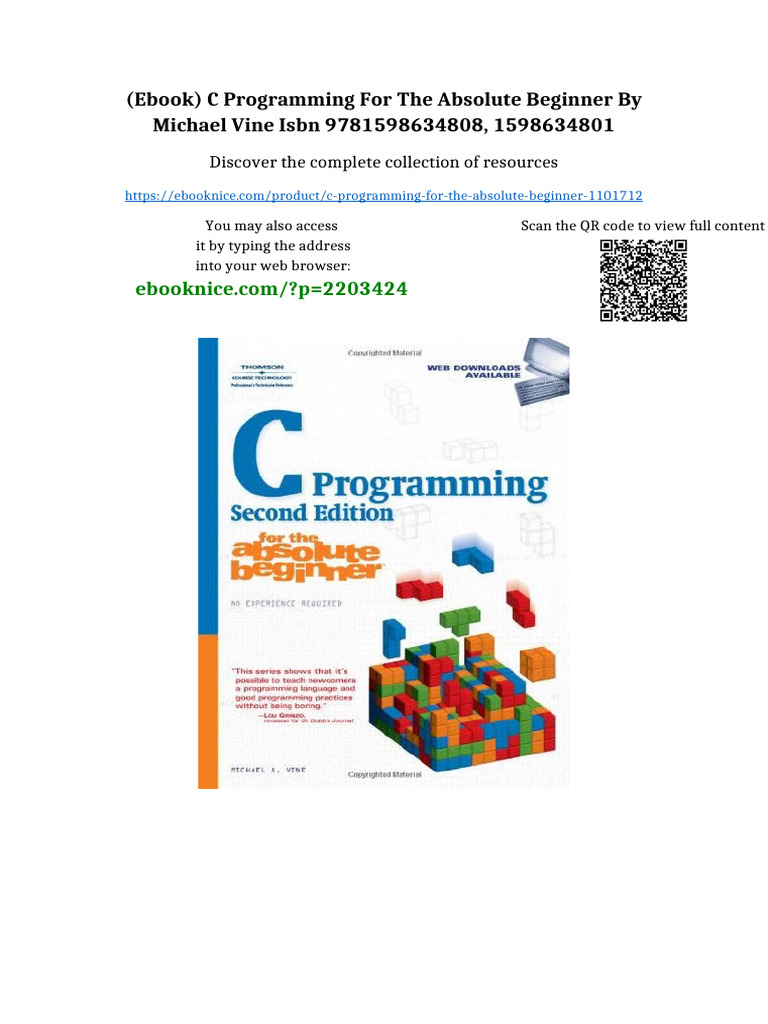 (Ebook) C Programming For The Absolute Beginner by Michael Vine ISBN ...