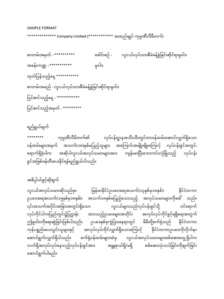 SAMPLE FORMAT Young Worker Policy | PDF