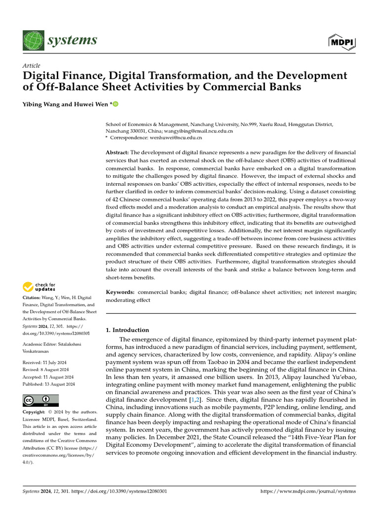 Digital Finance Digital Transformation and The Dev | PDF | Banks | Income
