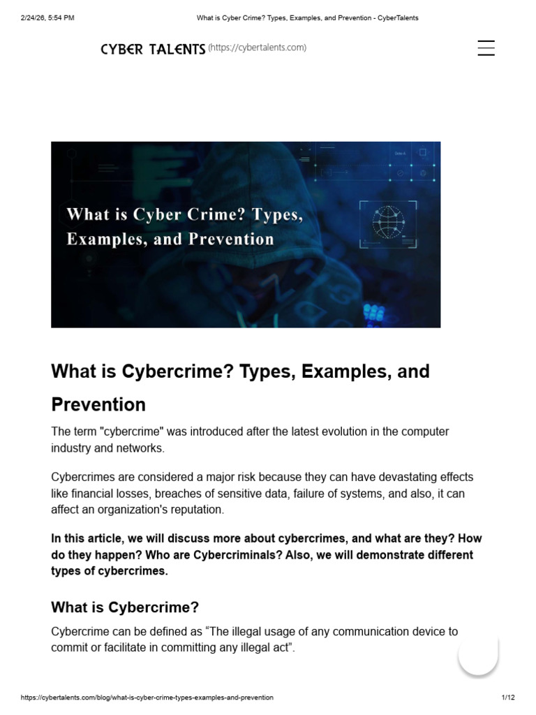 What Is Cyber Crime - Types, Examples, and Prevention - CyberTalents ...