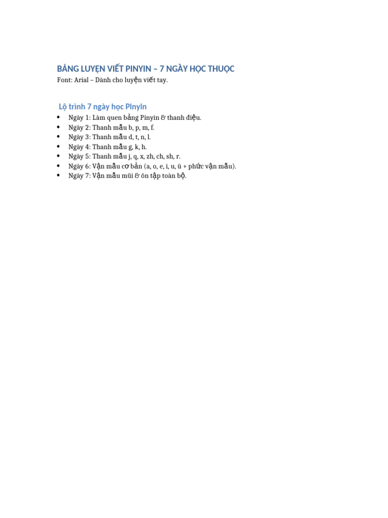 Bang Luyen Viet Pinyin 7 Ngay | PDF