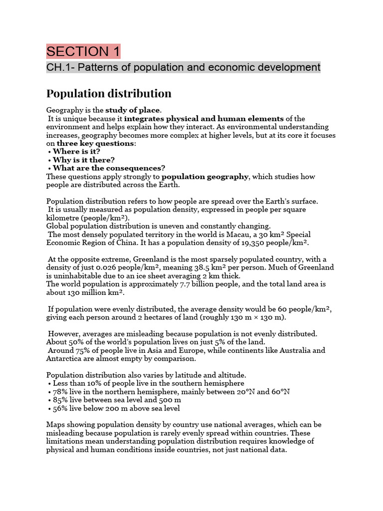 CH.1 - Patterns of Population and Economic Development | PDF | Cost Of ...