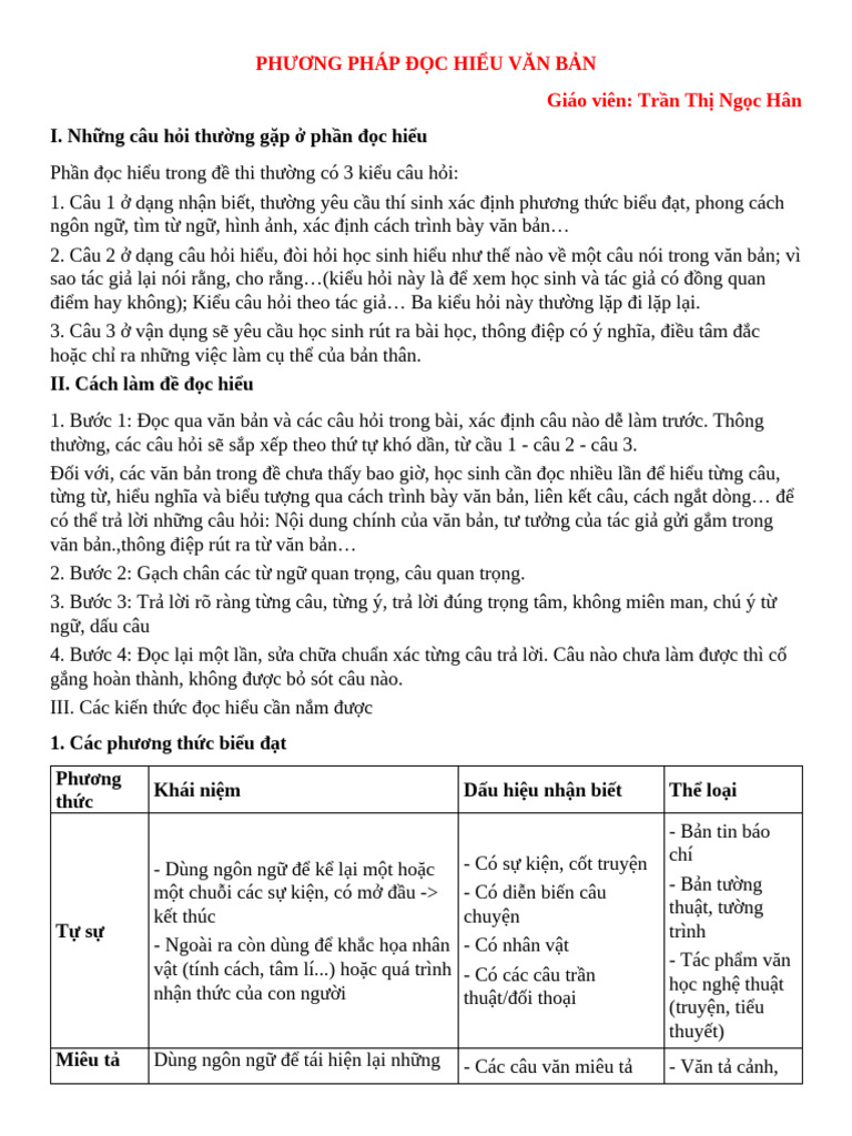 3. Phương Pháp Đọc Hiểu Văn Bản | PDF