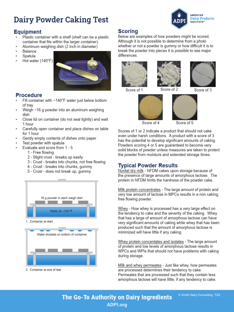 Powder Caking Test | PDF | Dairy Products | Dairy