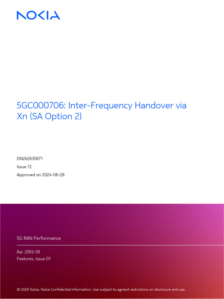 5GC000706 Inter-Frequency Handover Via XN SA Option 2 | PDF | Computer ...