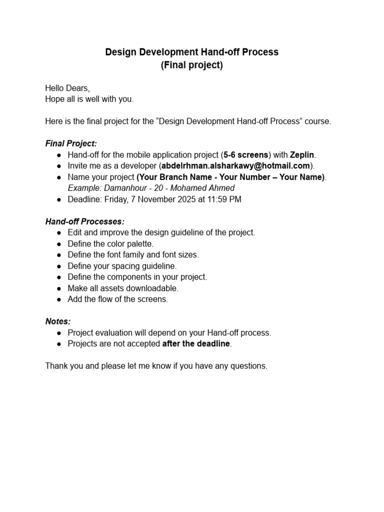 Hand Off Project | PDF