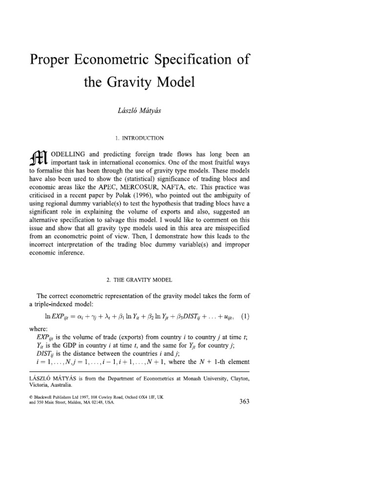 Econometric Specification | PDF