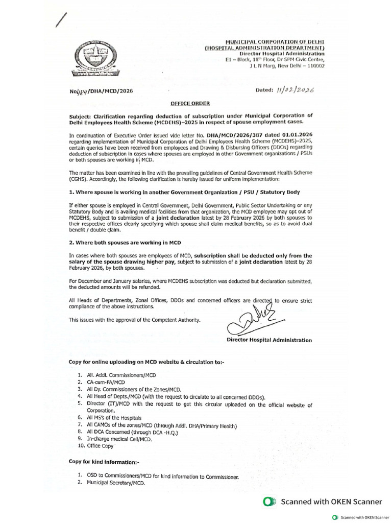 MCD Health Scheme Option Form. | PDF