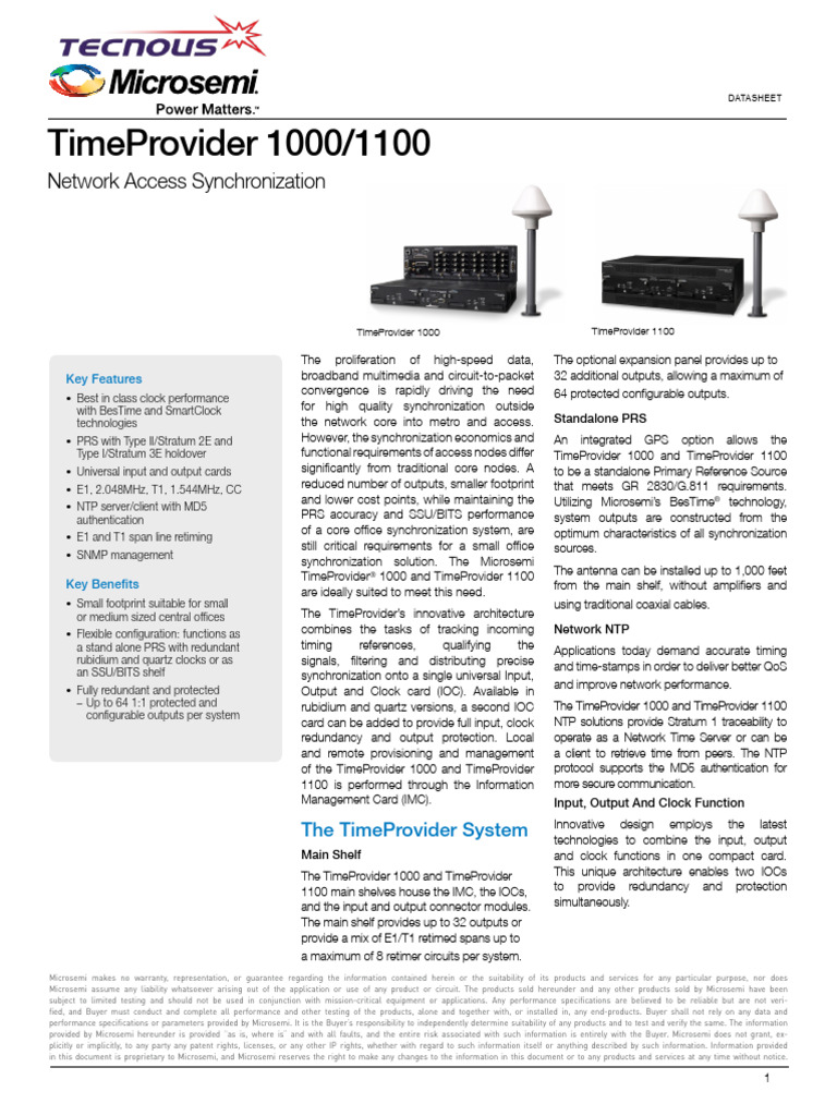 TimeProvider 1000 1100 | PDF | Telecommunications Engineering ...