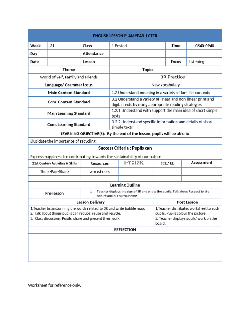 Year 3 Cefr Week 27 Civic Lesson July Respect | PDF | Lesson Plan ...