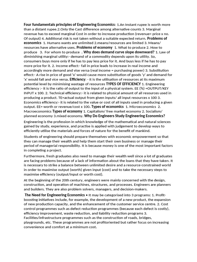 Four Fundamentals Principles of Engineering Economics | PDF | Demand ...