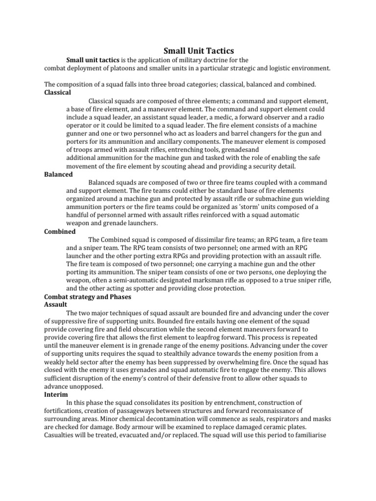 Small Unit Tactics | PDF | Warfare | Military