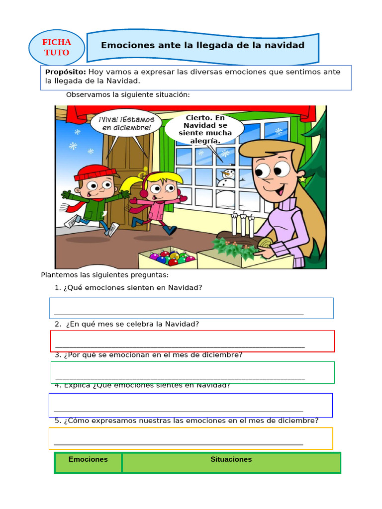 FICHA TUTO VIER 12 Emociones Ante La Llegada de La Navidad YESSENIA ...