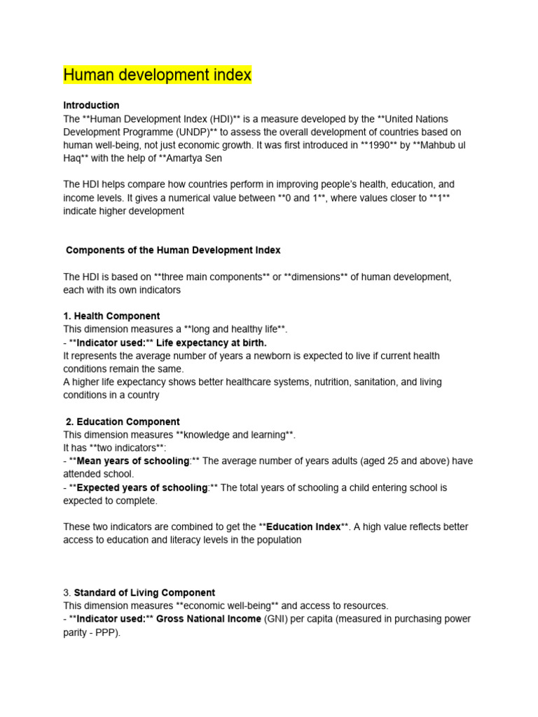 Human Development Index | PDF