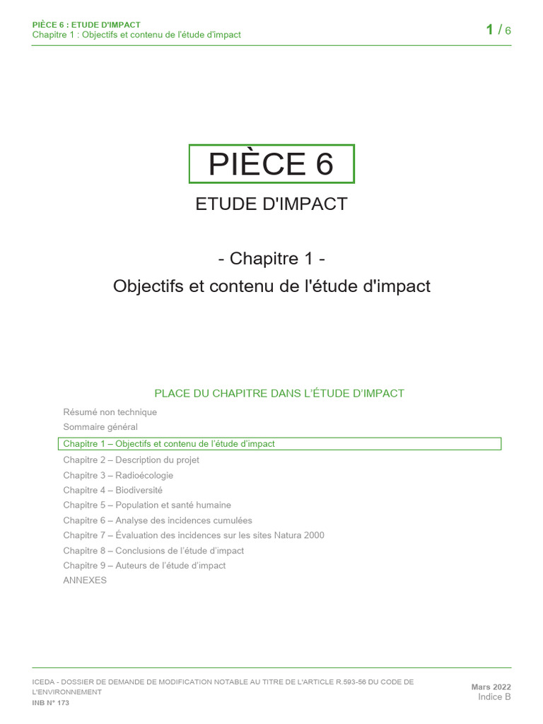 Chapitre 1 - Objectifs Et Contenu de L'étude D'impact | PDF ...