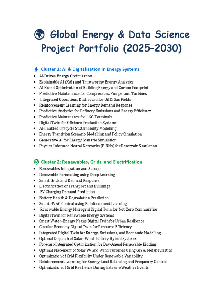 Global Energy and Data Science Portfolio FULL 2025 2030 v3 | PDF ...