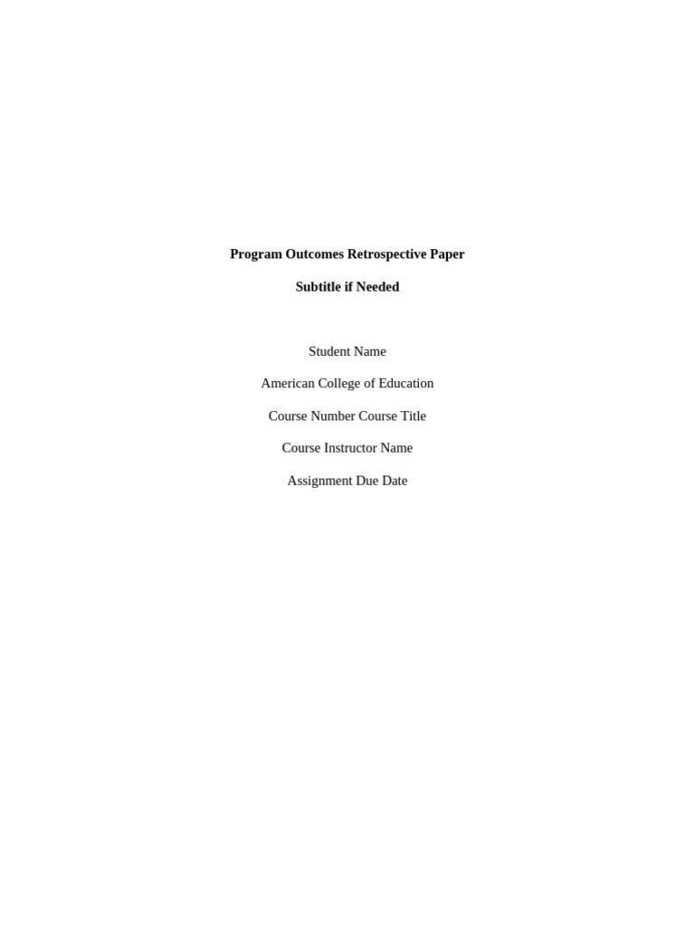 TEL5091.Template For Program Outcomes Retrospective Paper APA7 | PDF