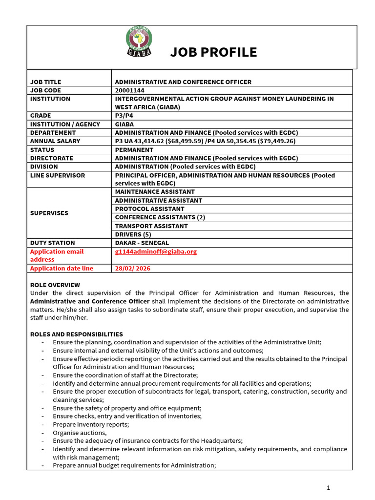 En Job Profile Admin. Officer p3.p4 | PDF