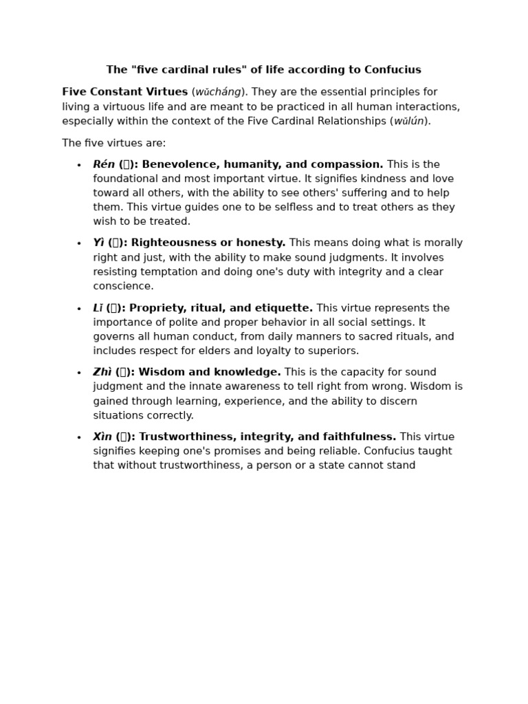 Confucius Cardinal Rules | PDF