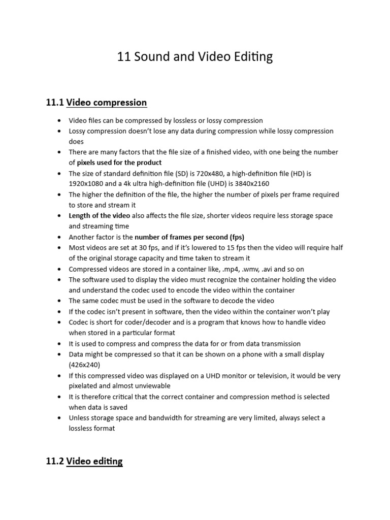 11 Sound and Video Editing | PDF | Data Compression | Codec