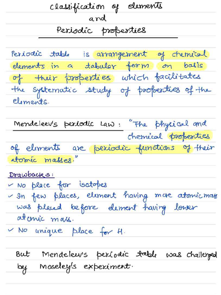 Periodic Classification - Handwritten Notes | PDF